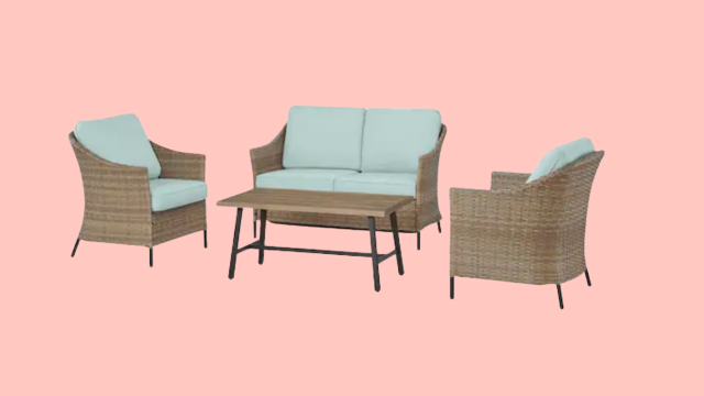 You can create a nice little sitting area with this four-piece furniture set.