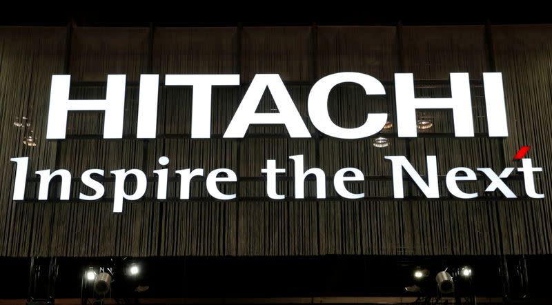 FILE PHOTO: A logo of Hitachi Ltd. is pictured at the CEATEC JAPAN 2017 in Chiba