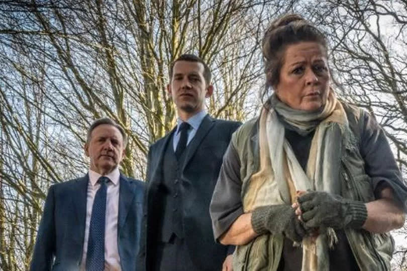 Kate Robbins with Neil Dudgeon and Nick Hendrix in ITV's Midsomer Murders