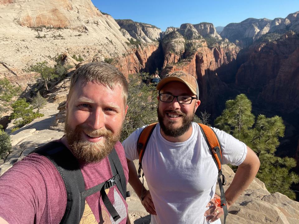 Timothy and Trent on Angels Landing in Zion National Park