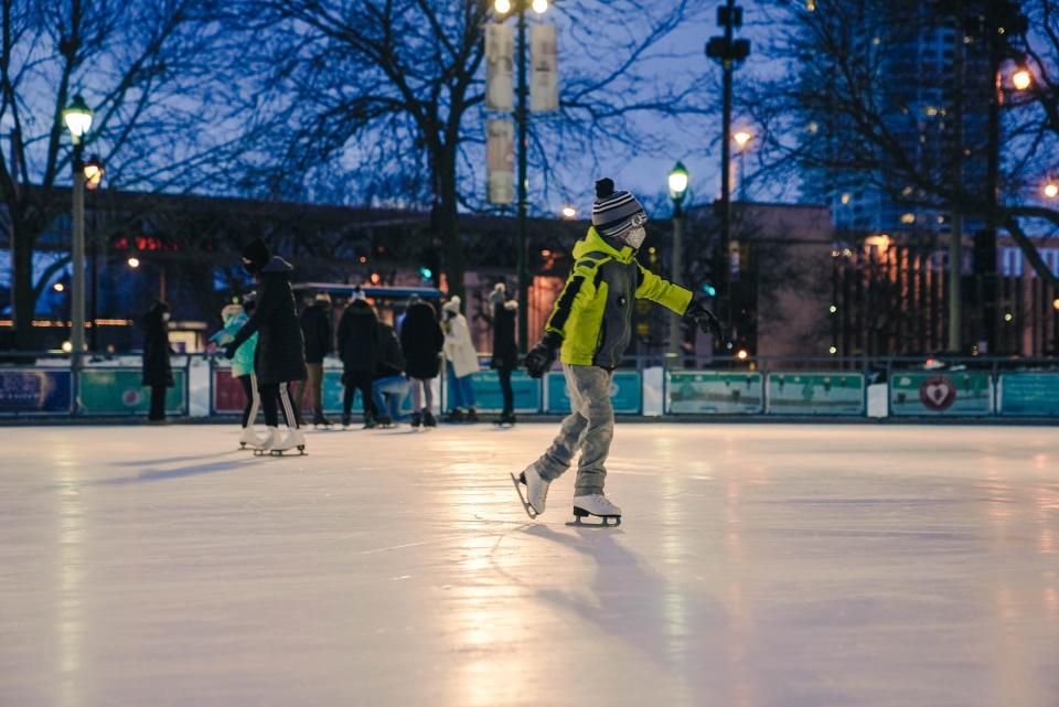 Slice of Ice at Red Arrow Park is a popular winter attraction for families.