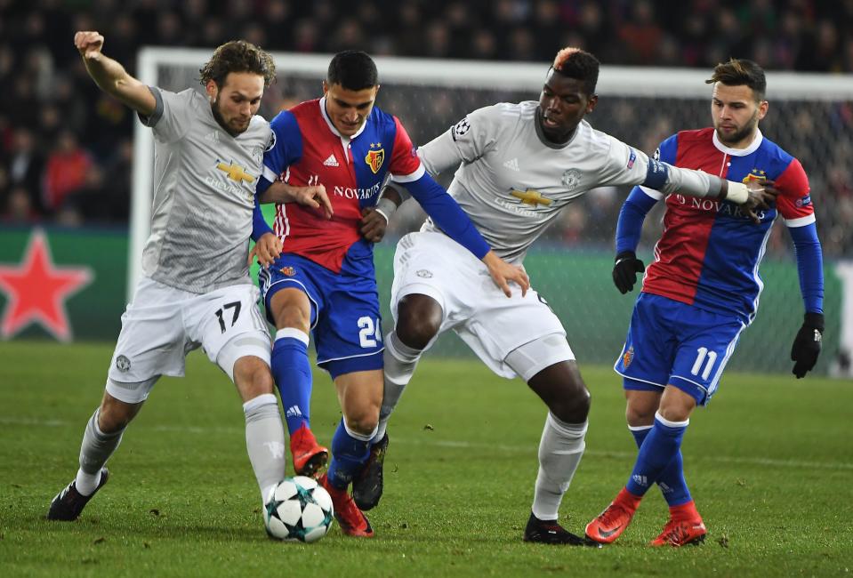 Manchester United during their defeat to Basel