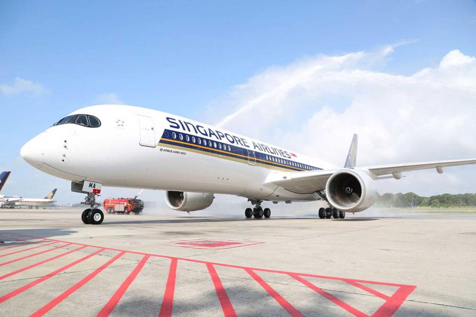 A Singapore Airlines plane on the tarmac