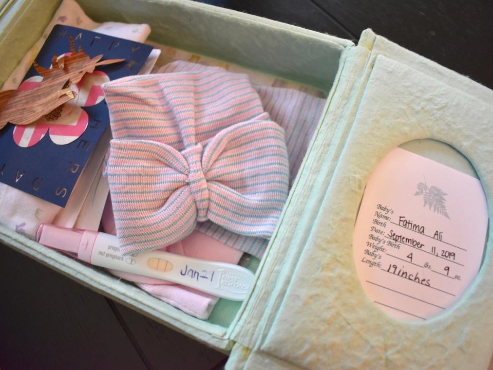 Stennette's memory box of her stillborn daughter, Fatima