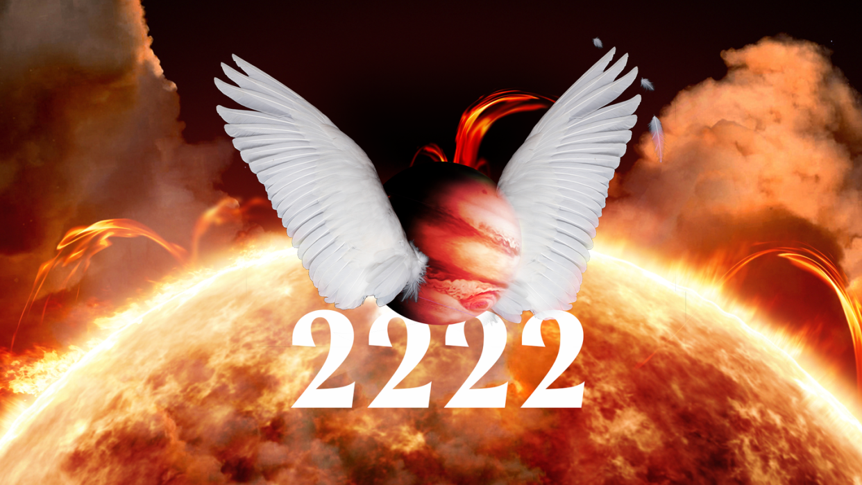 a winged planet over the number 2222