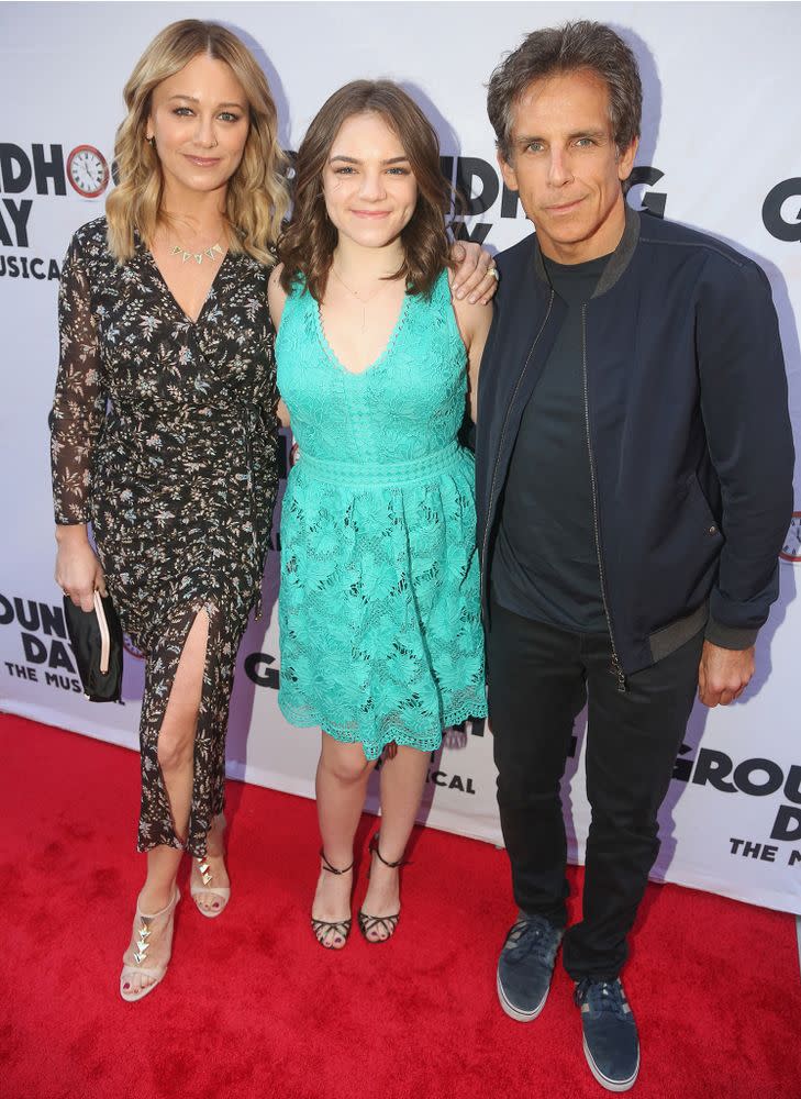Christine Taylor, Ella Stiller and Ben Stiller in April 2017, the month before announcing their split
