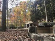 A repaired fire pit is shown Wednesday, Oct. 27, 2021, at a national park visitor center in Grandview, W.Va. Under legislation passed by Congress in 2020, some of America's most spectacular natural settings are getting a makeover. (AP Photo/John Raby)