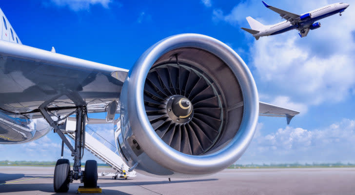 a close-up shot of an airplane engine