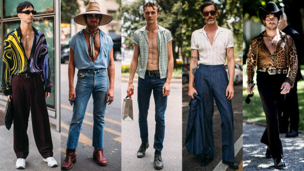 Street style at Milan Fashion Week Men's Spring 2020. Photos: Imaxtree