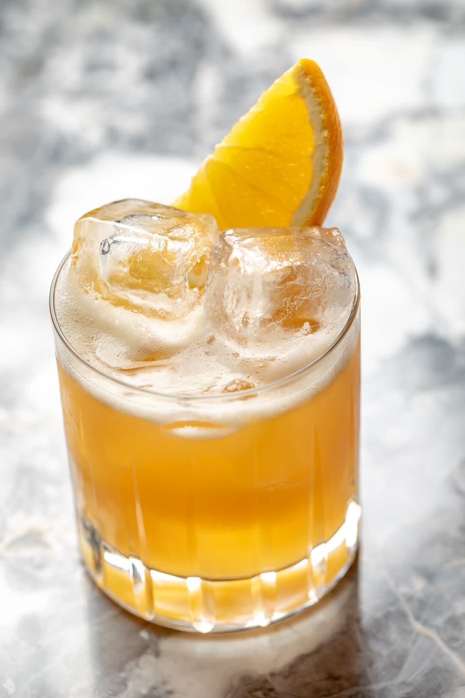 <p><strong>Ingredients</strong></p><p>1.5 oz Makers Mark<br>.25 oz Giffard Apricot<br>.25 oz St. Elizabeth Allspice Dram<br>.5 oz simple syrup<br>1 oz lemon juice<br>1 oz orange juice<br>2 dashes Black Walnut Bitters</p><p><strong>Instructions</strong></p><p>Add all ingredients to a shaker. Shake and strain over ice in a rocks glass. Garnish with an orange half moon.</p><p><em>From <a href="https://oceansnewyork.com/menus/" rel="nofollow noopener" target="_blank" data-ylk="slk:Oceans;elm:context_link;itc:0;sec:content-canvas" class="link ">Oceans</a> in NYC. </em></p>