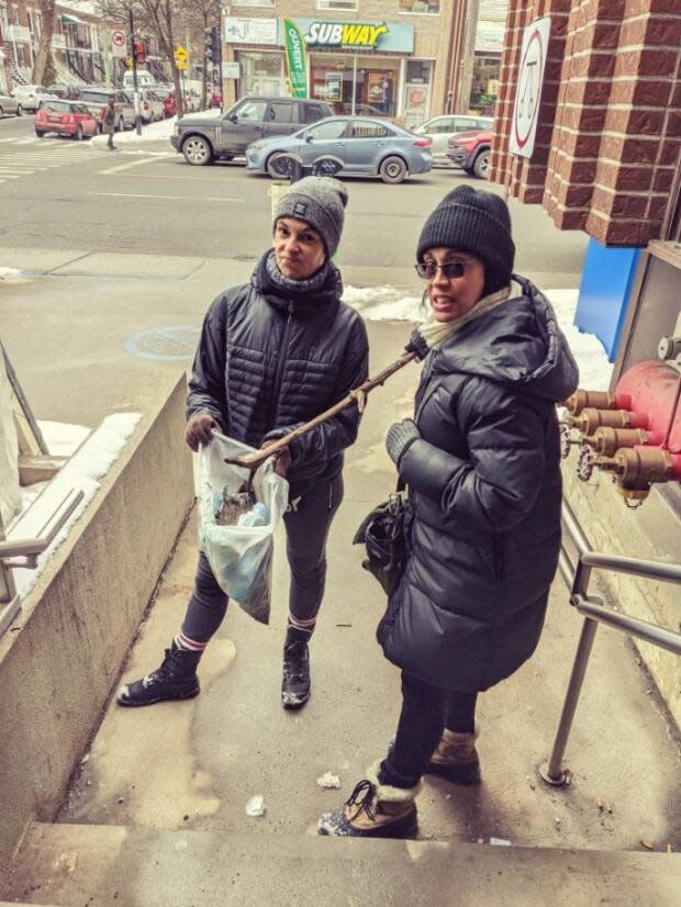 When Elizabeth Barbosa and Alcina Lopes first started picking up masks in their neighborhood, they used a stick they got from a tree. 