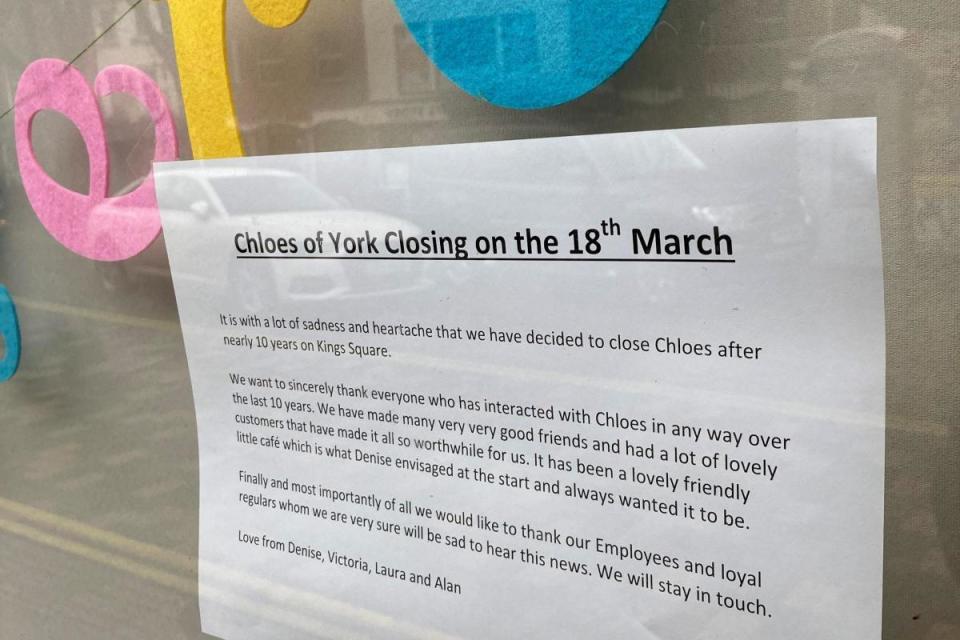 Chloes of York cafe in Colliergate has closed after trading for ten years <i>(Image: Haydn Lewis)</i>