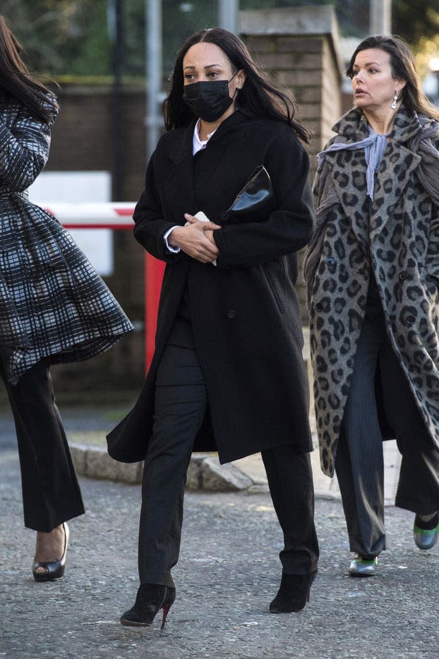 Former So Solid Crew member Lisa Maffia, 41, (Centre) arrives at Croydon Magistrates Court (PA)