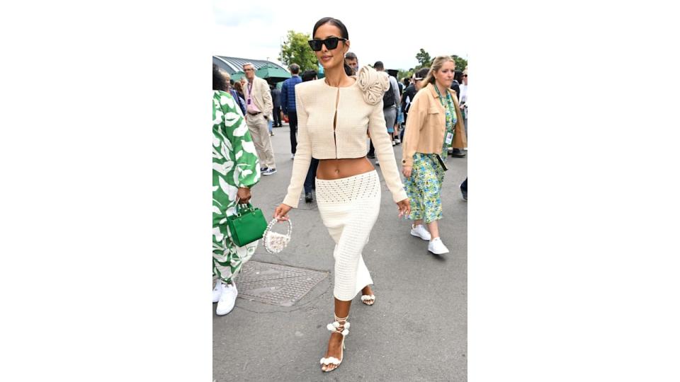  Maya Jama attends day thirteen of the Wimbledon Tennis Championships at the All England Lawn Tennis and Croquet Club 