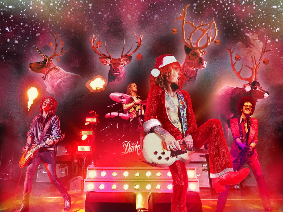 The Darkness’s Justin Hawkins: ‘It’s important to us that it’s always around and it’s become a part of a lot of people’s Christmases, that they’re playing it while they’re peeling the sprouts in the morning or whatever it is they do. I’m not usually awake at that time' (Press image)