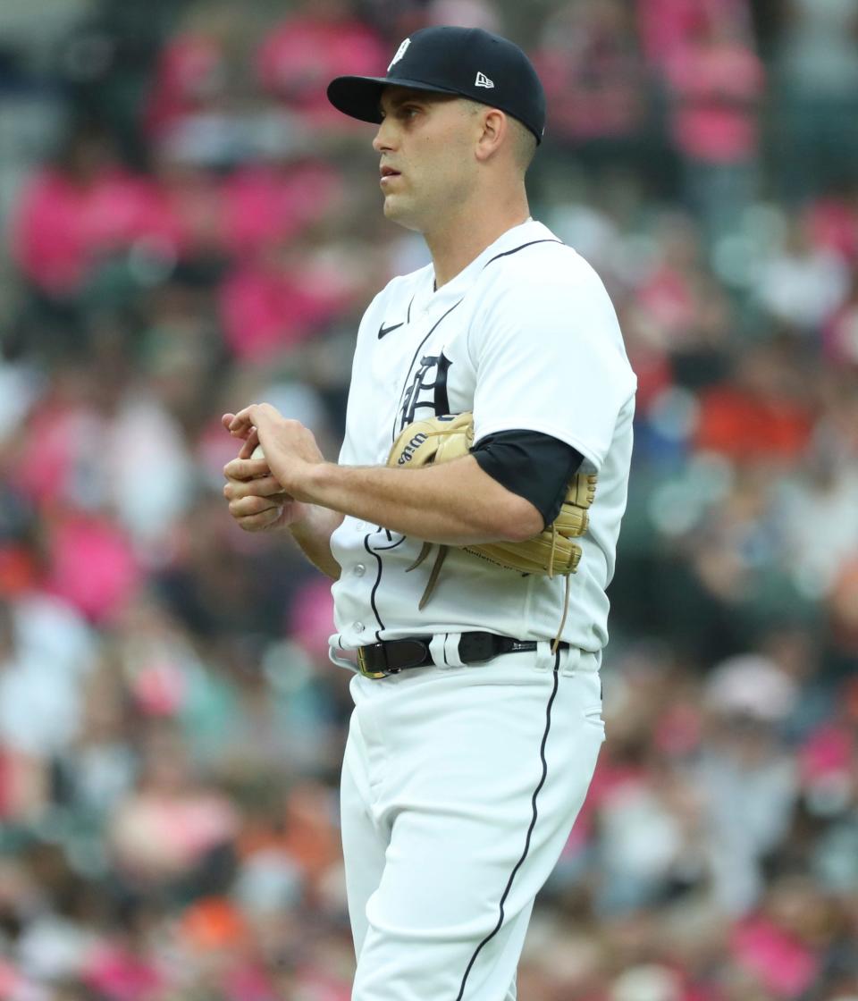 Detroit Tigers starter Matthew Boyd (48) pitches against the Seattle Mariners during second-inning action at Comerica Park in Detroit on Friday, May 12, 2023.