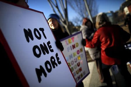 Gun control activists rally in front of the White House in Washington, January 4, 2016. REUTERS/Carlos Barria