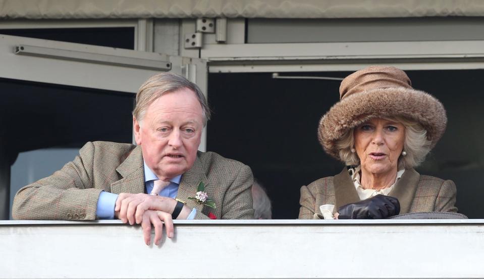 Andrew Parker Bowles OBE and Camilla, Duchess of Cornwall attend Ladies Day, day 2 of The Cheltenham Festival at Cheltenham Racecourse on March 12, 2014 (Getty Images)