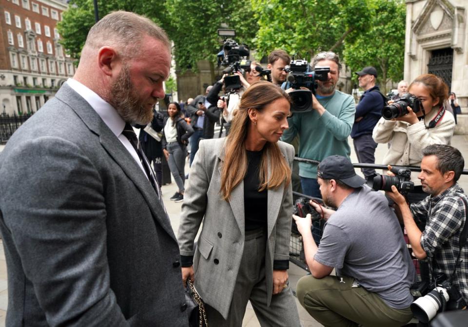 Wayne and Coleen Rooney arrive at the Royal Courts Of Justice of the libel battle between Rebekah Vardy and Coleen Rooney (Yui Mok/PA) (PA Wire)