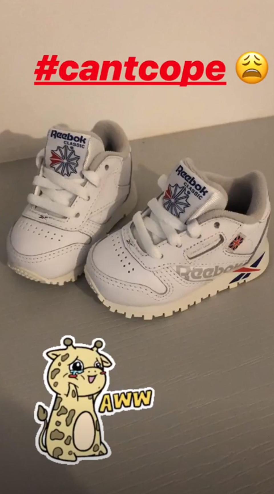 Cute: Gemma Atkinson cooed over a tiny pair of baby booties last week (Instagram / Gemma Atkinson)