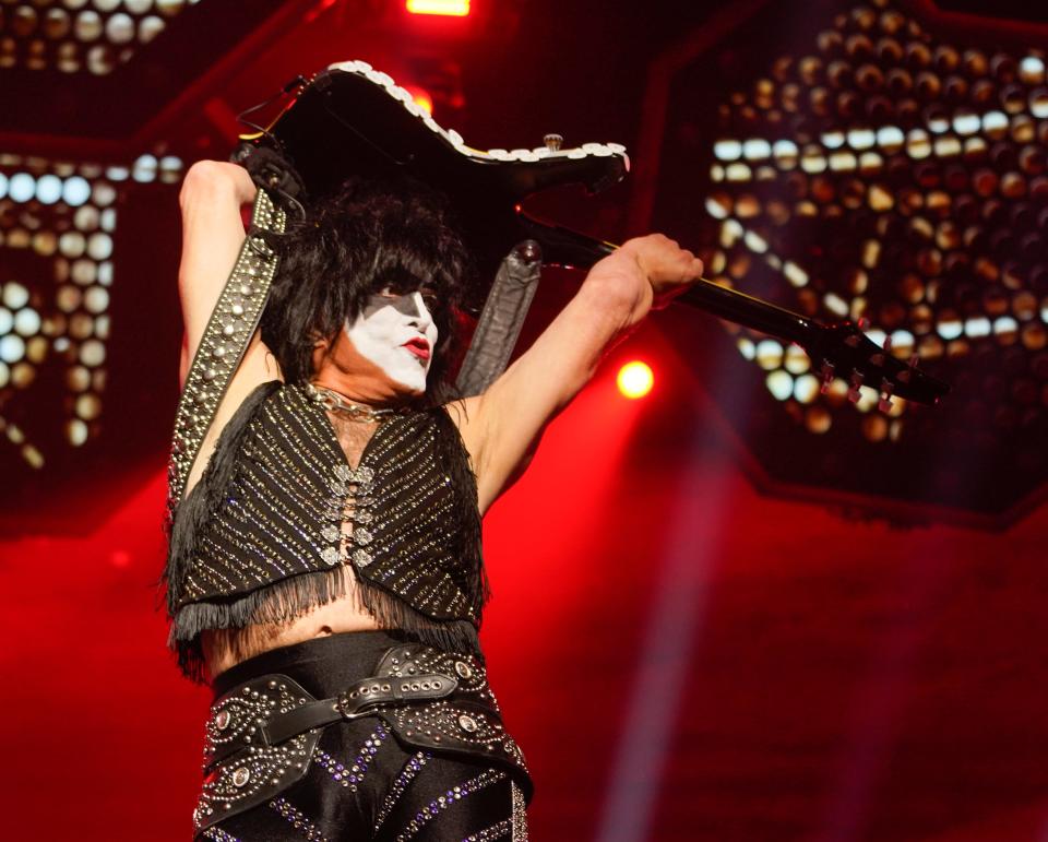 The band 'Kiss,' including Paul Stanley, shown here, brings 'The End of the Road World Tour' to Gainbridge Fieldhouse on Saturday, Nov. 25, 2023, in Indianapolis.