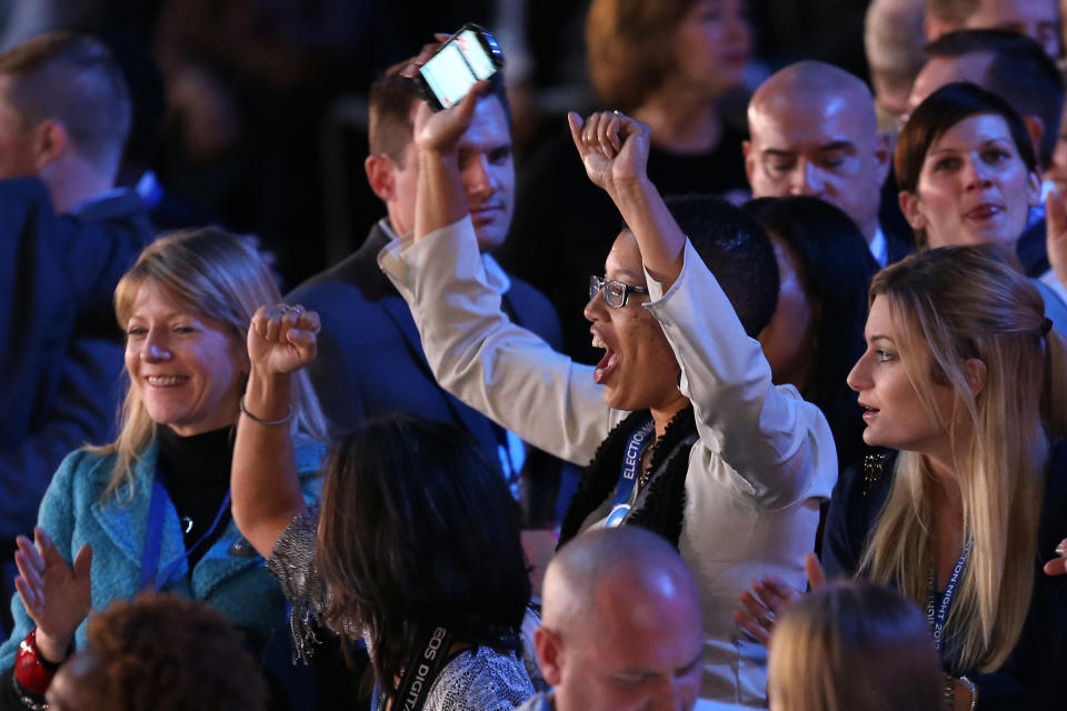 Supporters of U.S. President Barack Obama cheer during the Obama Election Night watch party at McCormick Place November 6, 2012 in Chicago, Illinois. (Photo by Spencer Platt/Getty Images)