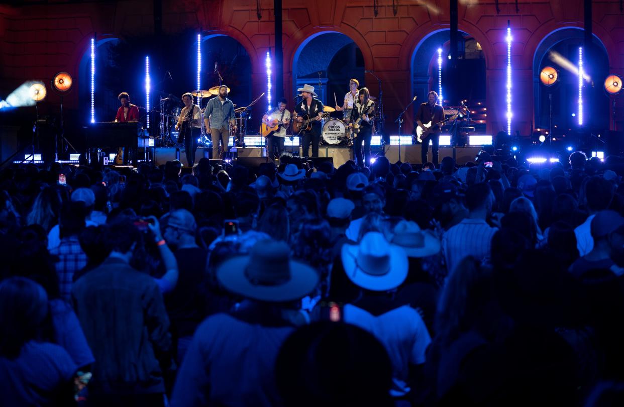 Jordan Davis and NEEDTOBREATHE perform at the 2024 "CMT Crossroads taping with NEEDTOBREATHE and Jordan Davis at the University of Texas in Austin, Texas., Friday, April 5, 2024.