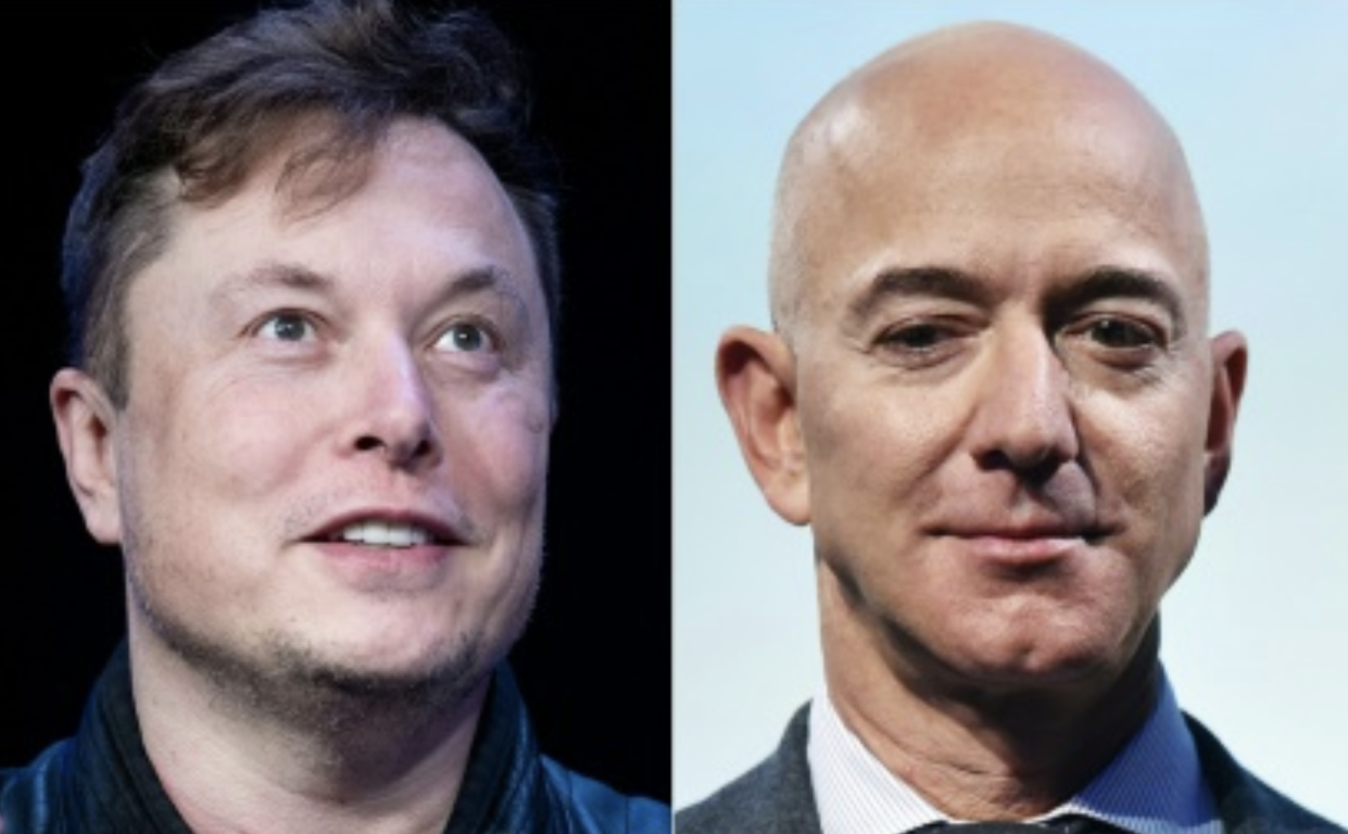 Elon Musk y Jeff Bezos (AFP/Archivos) 