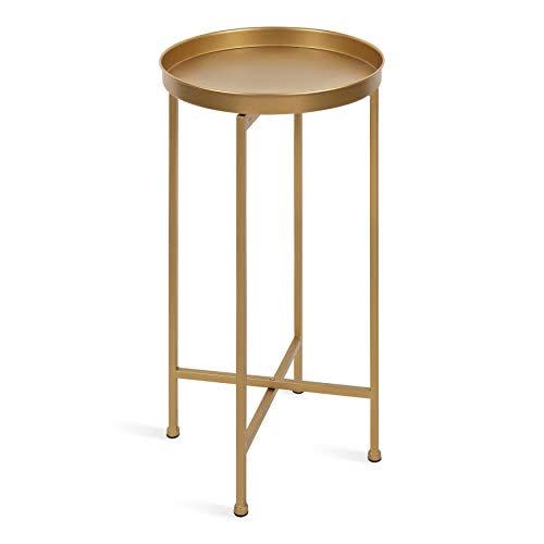 6) Foldable Gold Accent Table with Tray Top