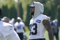 Seattle Seahawks strong safety Jamal Adams walks off the field after NFL football practice Wednesday, July 28, 2021, in Renton, Wash. (AP Photo/Ted S. Warren)