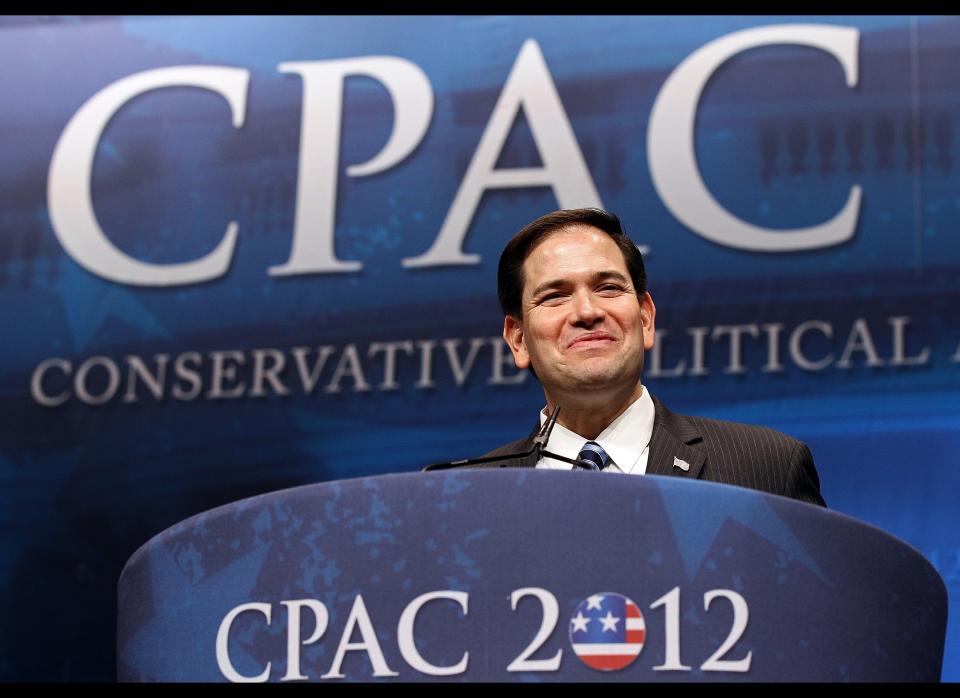 WASHINGTON, DC - FEBRUARY 09:  Sen. Marco Rubio (R-FL) delivers a speech titled, 'Is America Still an Exceptional Nation?' during the annual Conservative Political Action Conference (CPAC) February 9, 2012 in Washington, DC. Thousands of conservative activists are expected to attend the annual gathering in the nation's capital.  (Photo by Win McNamee/Getty Images)