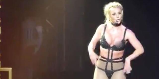 Britney Spears suffers racy wardrobe malfunction after her boob