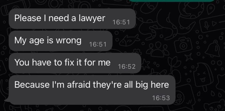 Text messages from underage asylum seekers were sent to charity workers where they pleaded for legal help (Supplied)