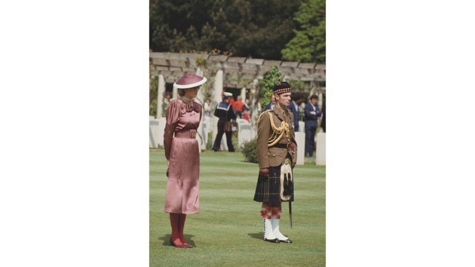 Diana in red with soldier in 1985