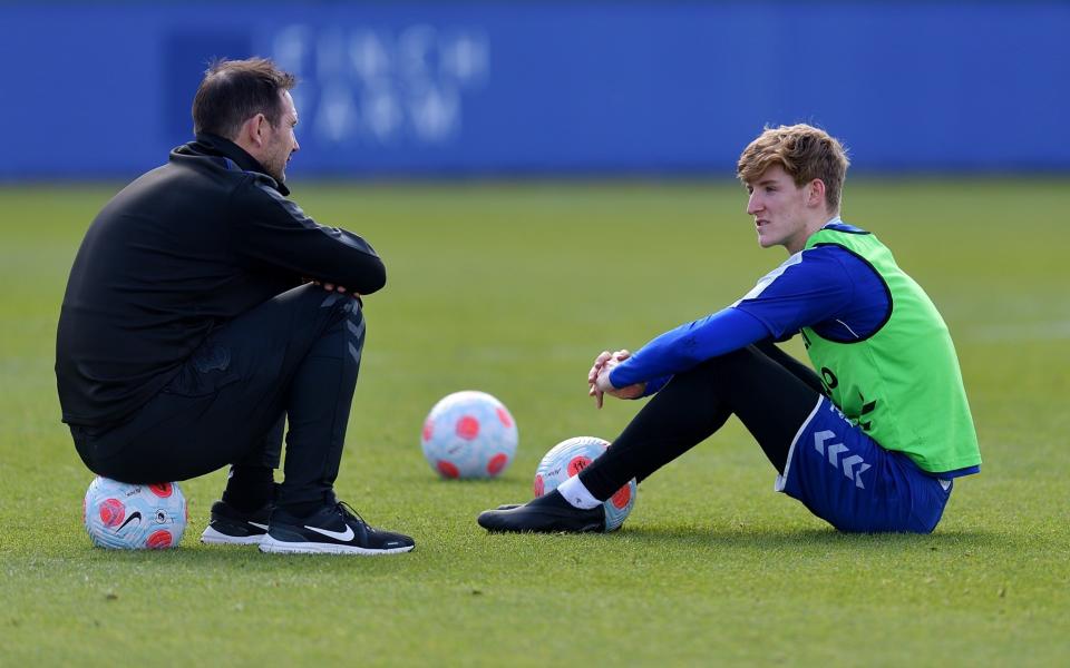 Frank Lampard (L) and Anthony Gordon during the Everton Training Session - GETTY IMAGES