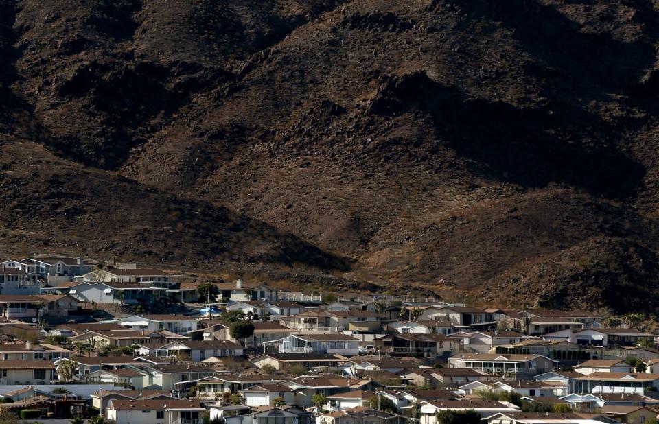 Housing clings to the foothills near the shore of Lake Mead in Boulder City.