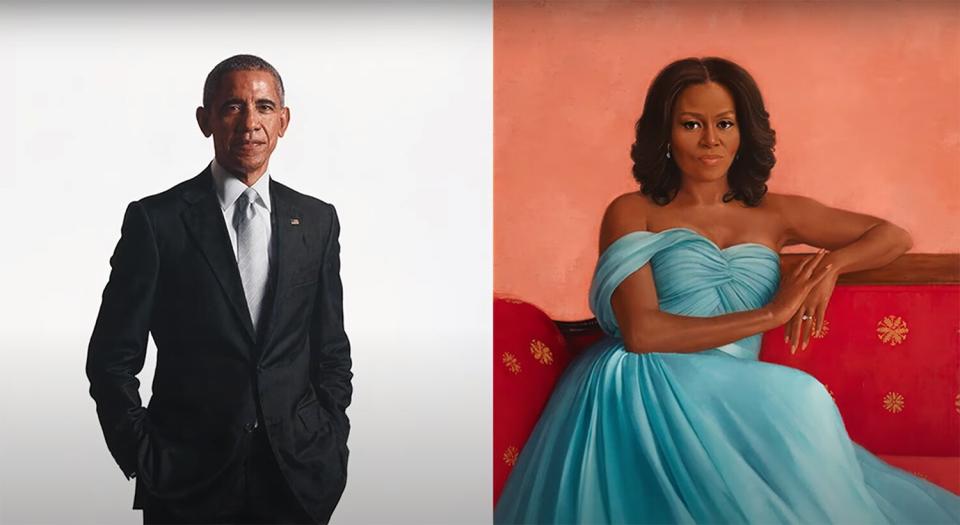 Barack and Michelle Obama presidential portraits