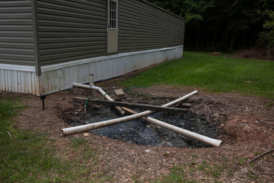 A straight pipe sewage solution in a resident's backyard in Lowndes County.<span class="copyright">Charity Rachelle for TIME</span>