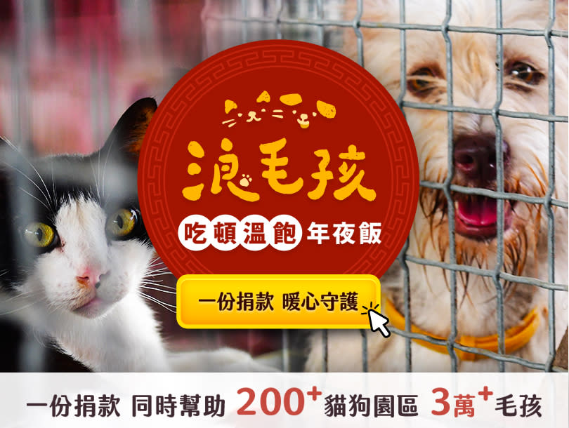 《台灣動物緊急救援小組》浪毛孩吃頓溫飽年夜飯年底募款活動。