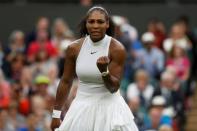 Britain Tennis - Wimbledon - All England Lawn Tennis & Croquet Club, Wimbledon, England - 1/7/16 USA's Serena Williams celebrates winning her match against USA's Christina McHale REUTERS/Paul Childs