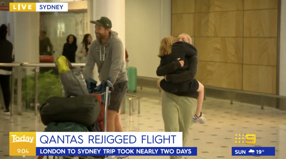 The cameras caught the emotional reunion between the parents and their daughter. Photo: Nine