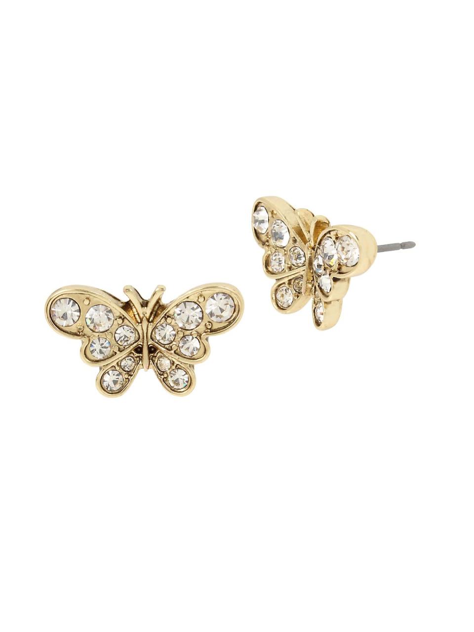 Vintage Floral Butterfly Crystal Stud Earrings