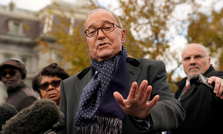 FILE PHOTO: White House chief economic adviser Larry Kudlow speaks to reporters at the White House in Washington, U.S., November 20, 2018. REUTERS/Kevin Lamarque