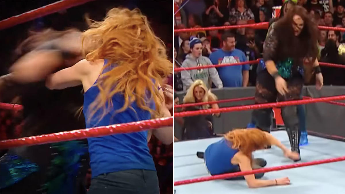 Who broke Becky Lynch's face as referenced by 29-year-old on RAW