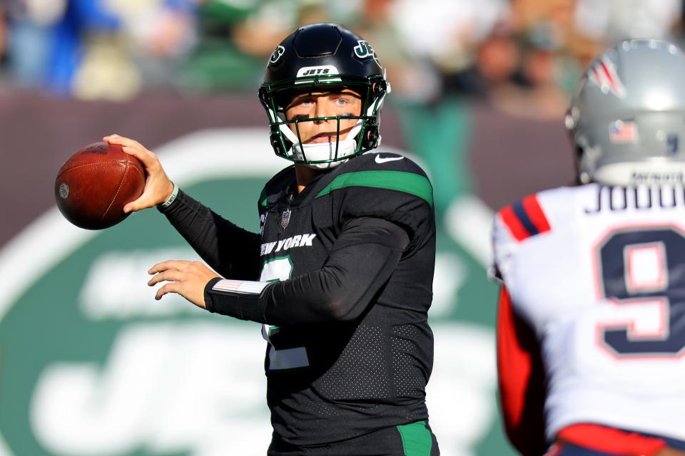 Jets coach Robert Saleh isn't going to bench Zach Wilson. (Mike Stobe/Getty Images)