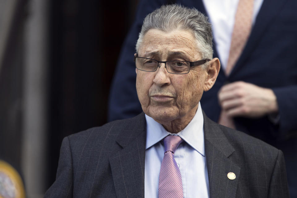 Former New York Assembly Speaker Sheldon Silver leaves federal court on May 11, 2018.  / Credit: Mary Altaffer / AP