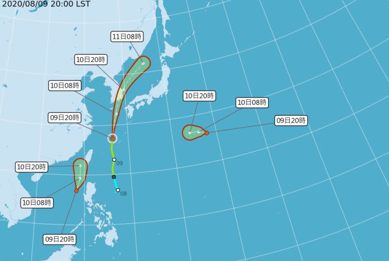 ▲氣象局表示，目前太平洋海面有兩個熱帶性低氣壓生成，不排除發展成今年第6號颱風「米克拉」。（圖／氣象局提供）