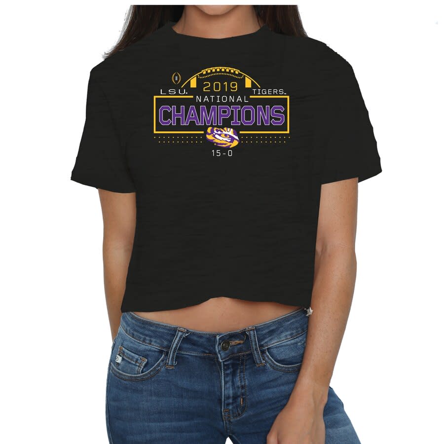 Women's LSU College Football Playoff 2019 National Champions Crop T-Shirt