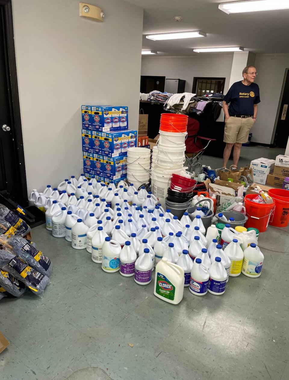 Cleaning supplies and other essentials were packaged, categorized and loaded on a trailer to be sent to southwest Florida from the Hilton Head Island Rotary Club Tuesday.