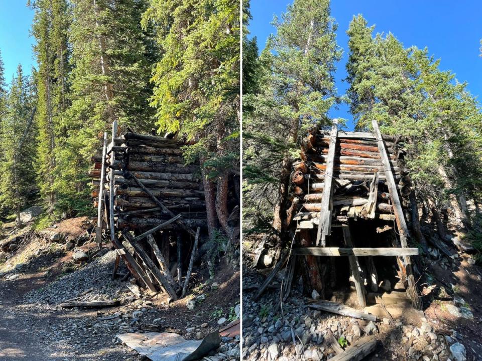 The wood structure was likely an old ore chute.